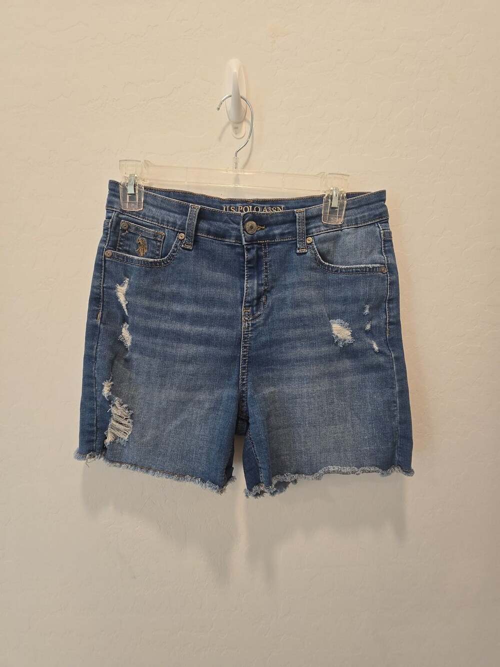 U.S. Polo Assn. Denim Shorts Size 6 Distressed Raw Hem